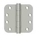 Deltana [S44R5HDB15] Steel Door Butt Hinge - Heavy Duty - Ball Bearing - 5/8" Radius Corner - Brushed Nickel Finish - Pair - 4" H x 4" W