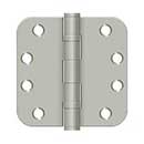 Deltana [S44R5HDB15] Steel Door Butt Hinge - Heavy Duty - Ball Bearing - 5/8" Radius Corner - Brushed Nickel Finish - Pair - 4" H x 4" W