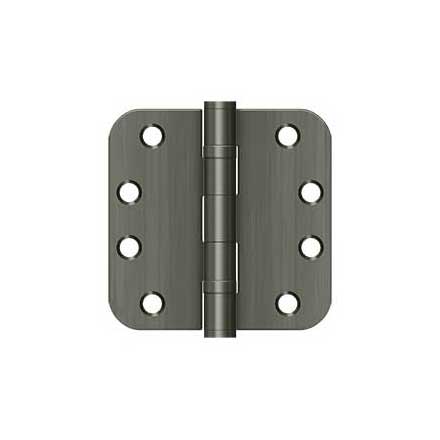 Deltana [S44R5HDB15A] Steel Door Butt Hinge - Heavy Duty - Ball Bearing - 5/8" Radius Corner - Antique Nickel Finish - Pair - 4" H x 4" W