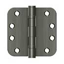 Deltana [S44R5HDB15A] Steel Door Butt Hinge - Heavy Duty - Ball Bearing - 5/8" Radius Corner - Antique Nickel Finish - Pair - 4" H x 4" W