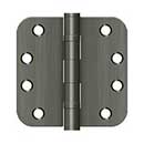 Deltana [S44R5HDB15A] Steel Door Butt Hinge - Heavy Duty - Ball Bearing - 5/8&quot; Radius Corner - Antique Nickel Finish - Pair - 4&quot; H x 4&quot; W