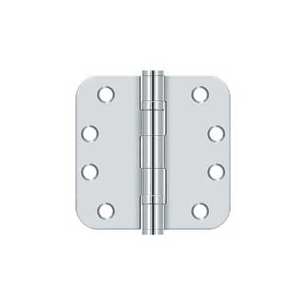 Deltana [S44R5HDB26] Steel Door Butt Hinge - Heavy Duty - Ball Bearing - 5/8&quot; Radius Corner - Polished Chrome Finish - Pair - 4&quot; H x 4&quot; W