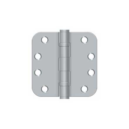 Deltana [S44R5HDB26D] Steel Door Butt Hinge - Heavy Duty - Ball Bearing - 5/8&quot; Radius Corner - Brushed Chrome Finish - Pair - 4&quot; H x 4&quot; W