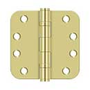 Deltana [S44R5HDB3] Steel Door Butt Hinge - Heavy Duty - Ball Bearing - 5/8" Radius Corner - Polished Brass Finish - Pair - 4" H x 4" W