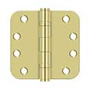 Deltana [S44R5HDB3] Steel Door Butt Hinge - Heavy Duty - Ball Bearing - 5/8&quot; Radius Corner - Polished Brass Finish - Pair - 4&quot; H x 4&quot; W