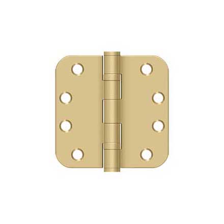 Deltana [S44R5HDB4] Steel Door Butt Hinge - Heavy Duty - Ball Bearing - 5/8&quot; Radius Corner - Brushed Brass Finish - Pair - 4&quot; H x 4&quot; W