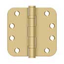 Deltana [S44R5HDB4] Steel Door Butt Hinge - Heavy Duty - Ball Bearing - 5/8&quot; Radius Corner - Brushed Brass Finish - Pair - 4&quot; H x 4&quot; W