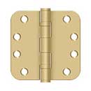 Deltana [S44R5HDB4] Steel Door Butt Hinge - Heavy Duty - Ball Bearing - 5/8" Radius Corner - Brushed Brass Finish - Pair - 4" H x 4" W