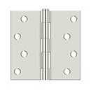 Deltana [S44U14-R] Steel Door Butt Hinge - Residential - Plain Bearing - Square Corner - Polished Nickel Finish - Pair - 4" H x 4" W