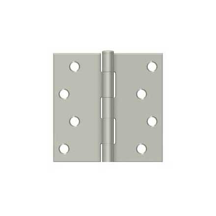 Deltana [S44U15-R] Steel Door Butt Hinge - Residential - Plain Bearing - Square Corner - Brushed Nickel Finish - Pair - 4&quot; H x 4&quot; W
