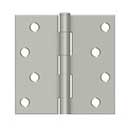 Deltana [S44U15-R] Steel Door Butt Hinge - Residential - Plain Bearing - Square Corner - Brushed Nickel Finish - Pair - 4" H x 4" W