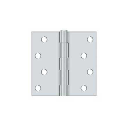 Deltana [S44U26-R] Steel Door Butt Hinge - Residential - Plain Bearing - Square Corner - Polished Chrome Finish - Pair - 4&quot; H x 4&quot; W