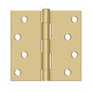 Deltana [S44U4-R] Steel Door Butt Hinge - Residential - Plain Bearing - Square Corner - Brushed Brass Finish - Pair - 4&quot; H x 4&quot; W