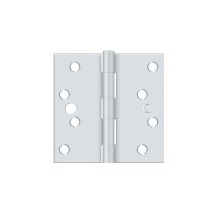 Deltana [S44USPW-RS] Steel Door Butt Hinge - Residential - Plain Bearing - Security - Square Corner - Prime Coat White Finish - Pair - 4&quot; H x 4&quot; W