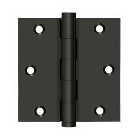 Deltana [DSB3510B-R] Solid Brass Door Butt Hinge - Residential - Button Tip - Square Corner - Oil Rubbed Bronze Finish - Pair - 3 1/2" H x 3 1/2" W