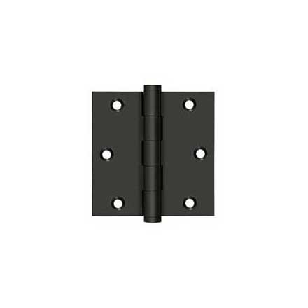 Deltana [DSB3510B-R] Solid Brass Door Butt Hinge - Residential - Button Tip - Square Corner - Oil Rubbed Bronze Finish - Pair - 3 1/2" H x 3 1/2" W