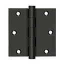 Deltana [DSB3510B-R] Solid Brass Door Butt Hinge - Residential - Button Tip - Square Corner - Oil Rubbed Bronze Finish - Pair - 3 1/2&quot; H x 3 1/2&quot; W