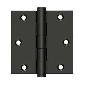 Deltana [DSB3510B] Solid Brass Door Butt Hinge - Button Tip - Square Corner - Oil Rubbed Bronze Finish - Pair - 3 1/2" H x 3 1/2" W