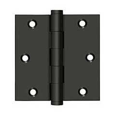 Deltana [DSB3510B] Solid Brass Door Butt Hinge - Button Tip - Square Corner - Oil Rubbed Bronze Finish - Pair - 3 1/2&quot; H x 3 1/2&quot; W