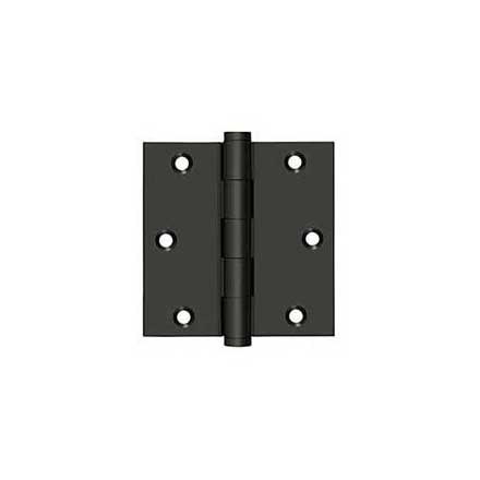 Deltana [DSB3510B] Solid Brass Door Butt Hinge - Button Tip - Square Corner - Oil Rubbed Bronze Finish - Pair - 3 1/2&quot; H x 3 1/2&quot; W