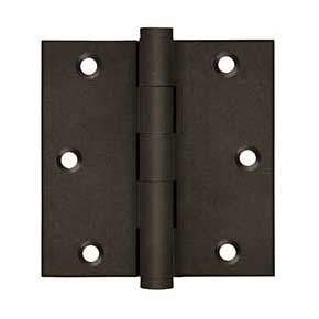 Deltana [DSB3510BD] Solid Brass Door Butt Hinge - Button Tip - Square Corner - Bronze Dark Finish - Pair - 3 1/2" H x 3 1/2" W