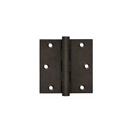 Deltana [DSB3510BD] Solid Brass Door Butt Hinge - Button Tip - Square Corner - Bronze Dark Finish - Pair - 3 1/2&quot; H x 3 1/2&quot; W