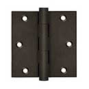 Deltana [DSB3510BD] Solid Brass Door Butt Hinge - Button Tip - Square Corner - Bronze Dark Finish - Pair - 3 1/2" H x 3 1/2" W