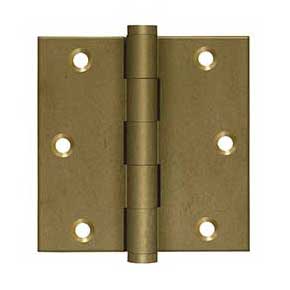 Deltana [DSB3510BM] Solid Brass Door Butt Hinge - Button Tip - Square Corner - Bronze Medium Finish - Pair - 3 1/2" H x 3 1/2" W