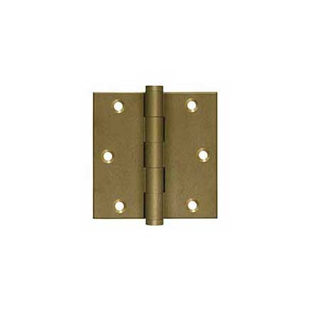 Deltana [DSB3510BM] Solid Brass Door Butt Hinge - Button Tip - Square Corner - Bronze Medium Finish - Pair - 3 1/2" H x 3 1/2" W