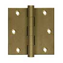 Deltana [DSB3510BM] Solid Brass Door Butt Hinge - Button Tip - Square Corner - Bronze Medium Finish - Pair - 3 1/2" H x 3 1/2" W