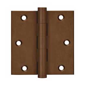 Deltana [DSB3510BR] Solid Brass Door Butt Hinge - Button Tip - Square Corner - Bronze Rust Finish - Pair - 3 1/2" H x 3 1/2" W