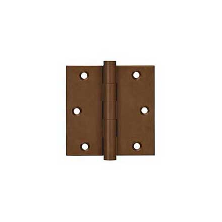 Deltana [DSB3510BR] Solid Brass Door Butt Hinge - Button Tip - Square Corner - Bronze Rust Finish - Pair - 3 1/2&quot; H x 3 1/2&quot; W