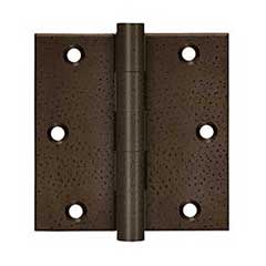 Deltana [DSB3510WD] Solid Brass Door Butt Hinge - Button Tip - Square Corner - Weathered Dark Finish - Pair - 3 1/2&quot; H x 3 1/2&quot; W