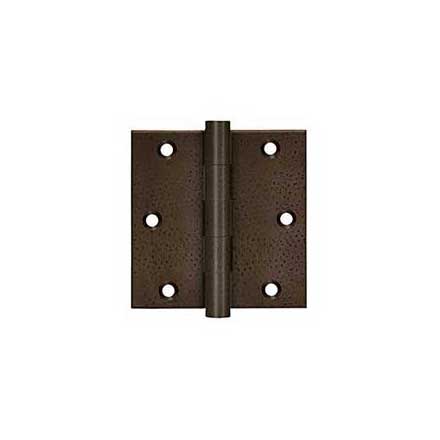 Deltana [DSB3510WD] Solid Brass Door Butt Hinge - Button Tip - Square Corner - Weathered Dark Finish - Pair - 3 1/2&quot; H x 3 1/2&quot; W