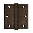 Deltana [DSB3510WD] Solid Brass Door Butt Hinge - Button Tip - Square Corner - Weathered Dark Finish - Pair - 3 1/2" H x 3 1/2" W