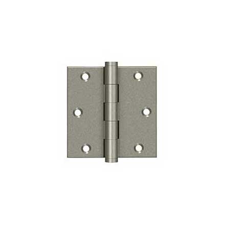 Deltana [DSB3510WL] Solid Brass Door Butt Hinge - Button Tip - Square Corner - Weathered Light Finish - Pair - 3 1/2&quot; H x 3 1/2&quot; W