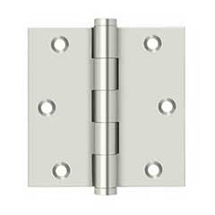 Deltana [DSB3514] Solid Brass Door Butt Hinge - Button Tip - Square Corner - Polished Nickel Finish - Pair - 3 1/2&quot; H x 3 1/2&quot; W