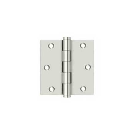 Deltana [DSB3514] Solid Brass Door Butt Hinge - Button Tip - Square Corner - Polished Nickel Finish - Pair - 3 1/2&quot; H x 3 1/2&quot; W