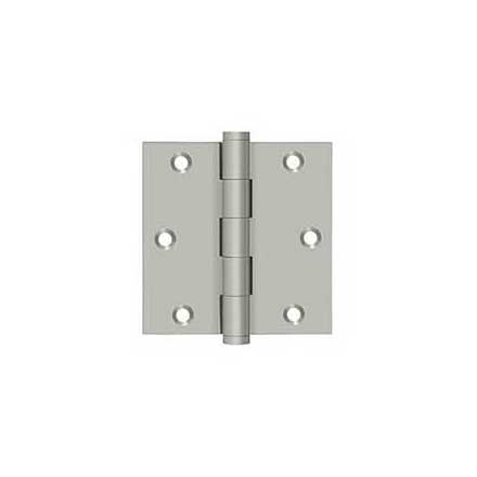 Deltana [DSB3515-R] Solid Brass Door Butt Hinge - Residential - Button Tip - Square Corner - Brushed Nickel Finish - Pair - 3 1/2&quot; H x 3 1/2&quot; W
