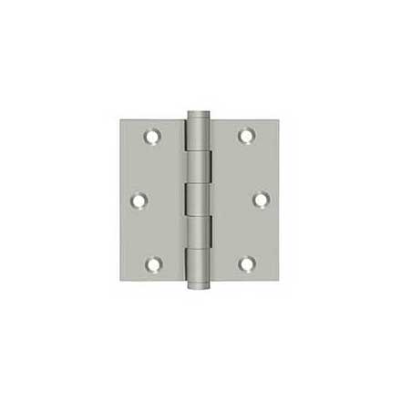 Deltana [DSB3515-R] Solid Brass Door Butt Hinge - Residential - Button Tip - Square Corner - Brushed Nickel Finish - Pair - 3 1/2&quot; H x 3 1/2&quot; W