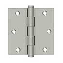 Deltana [DSB3515-R] Solid Brass Door Butt Hinge - Residential - Button Tip - Square Corner - Brushed Nickel Finish - Pair - 3 1/2&quot; H x 3 1/2&quot; W