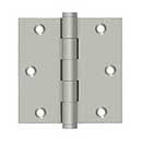 Deltana [DSB3515] Solid Brass Door Butt Hinge - Button Tip - Square Corner - Brushed Nickel Finish - Pair - 3 1/2&quot; H x 3 1/2&quot; W