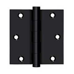 Deltana [DSB3519-R] Solid Brass Door Butt Hinge - Residential - Button Tip - Square Corner - Paint Black Finish - Pair - 3 1/2&quot; H x 3 1/2&quot; W