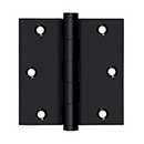 Deltana [DSB3519-R] Solid Brass Door Butt Hinge - Residential - Button Tip - Square Corner - Paint Black Finish - Pair - 3 1/2&quot; H x 3 1/2&quot; W