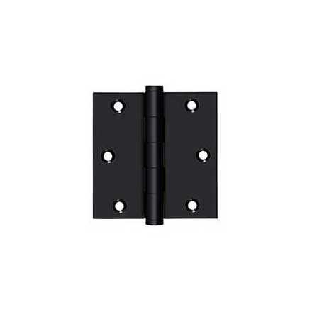 Deltana [DSB3519] Solid Brass Door Butt Hinge - Button Tip - Square Corner - Paint Black Finish - Pair - 3 1/2&quot; H x 3 1/2&quot; W