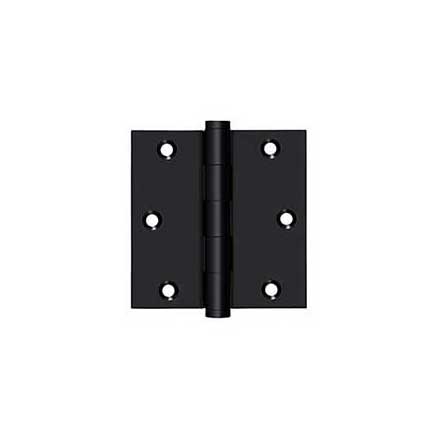 Deltana [DSB3519] Solid Brass Door Butt Hinge - Button Tip - Square Corner - Paint Black Finish - Pair - 3 1/2&quot; H x 3 1/2&quot; W