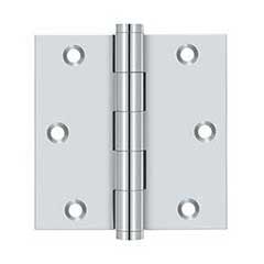 Deltana [DSB3526-R] Solid Brass Door Butt Hinge - Residential - Button Tip - Square Corner - Polished Chrome Finish - Pair - 3 1/2&quot; H x 3 1/2&quot; W