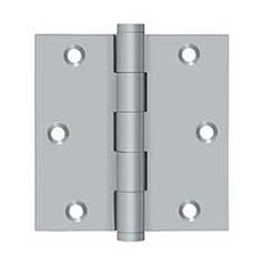 Deltana [DSB3526D-R] Solid Brass Door Butt Hinge - Residential - Button Tip - Square Corner - Brushed Chrome Finish - Pair - 3 1/2&quot; H x 3 1/2&quot; W