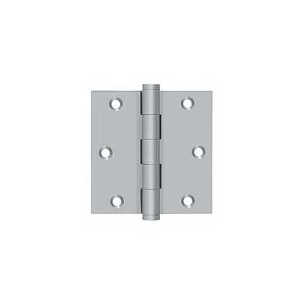 Deltana [DSB3526D-R] Solid Brass Door Butt Hinge - Residential - Button Tip - Square Corner - Brushed Chrome Finish - Pair - 3 1/2&quot; H x 3 1/2&quot; W