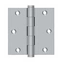 Deltana [DSB3526D] Solid Brass Door Butt Hinge - Button Tip - Square Corner - Brushed Chrome Finish - Pair - 3 1/2" H x 3 1/2" W